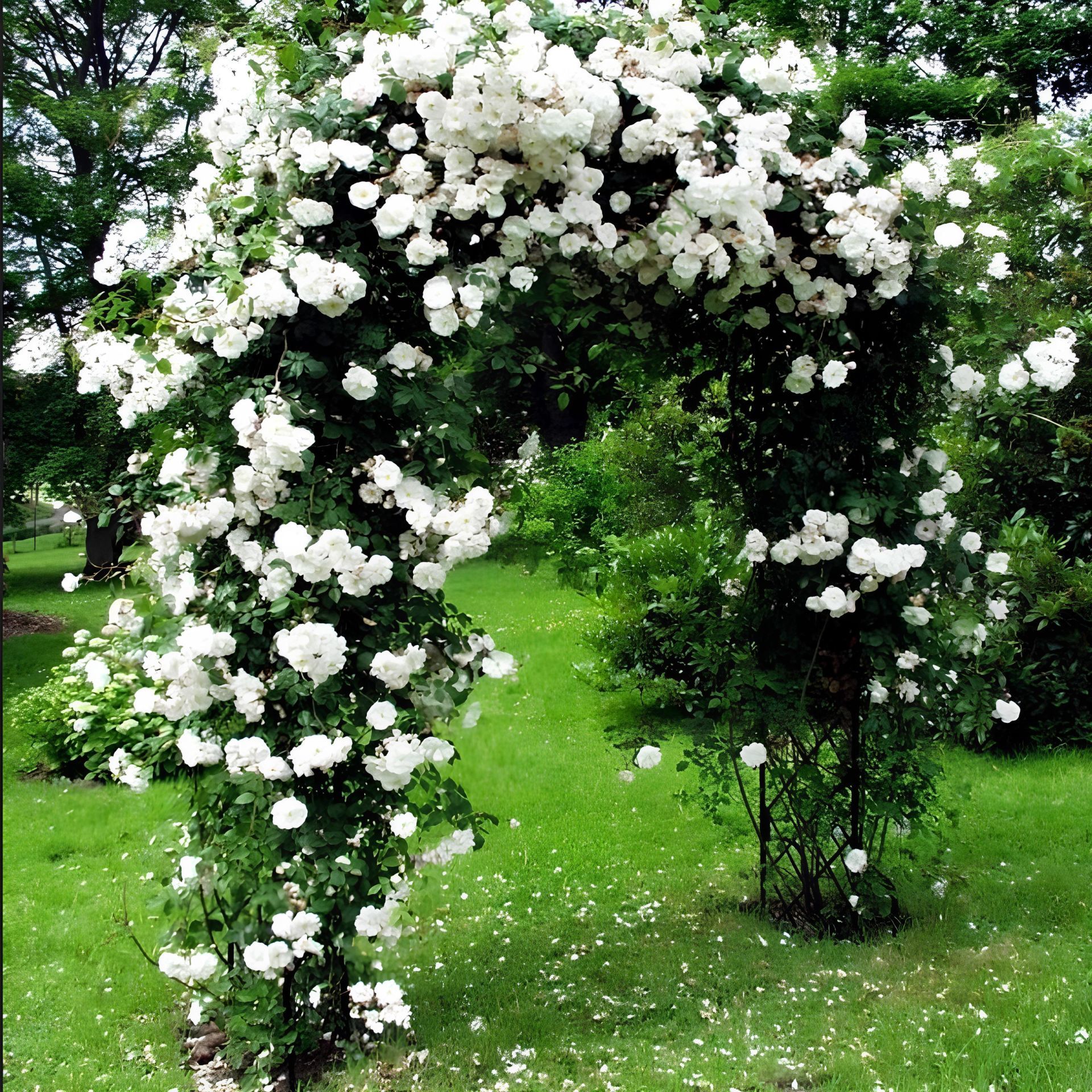 Çok Yaşlı Soğuklara Dayanıklı  Kokulu Yediveren Bride Crown Beyaz Sarmaşık Gül Fidanı(120-200 CM)
