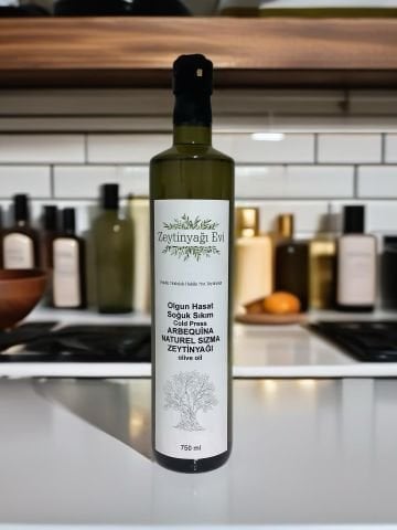 Naturel Sızma Soğuk Sıkım Arbequina Zeytinyağı Cam Şişe 750 ML