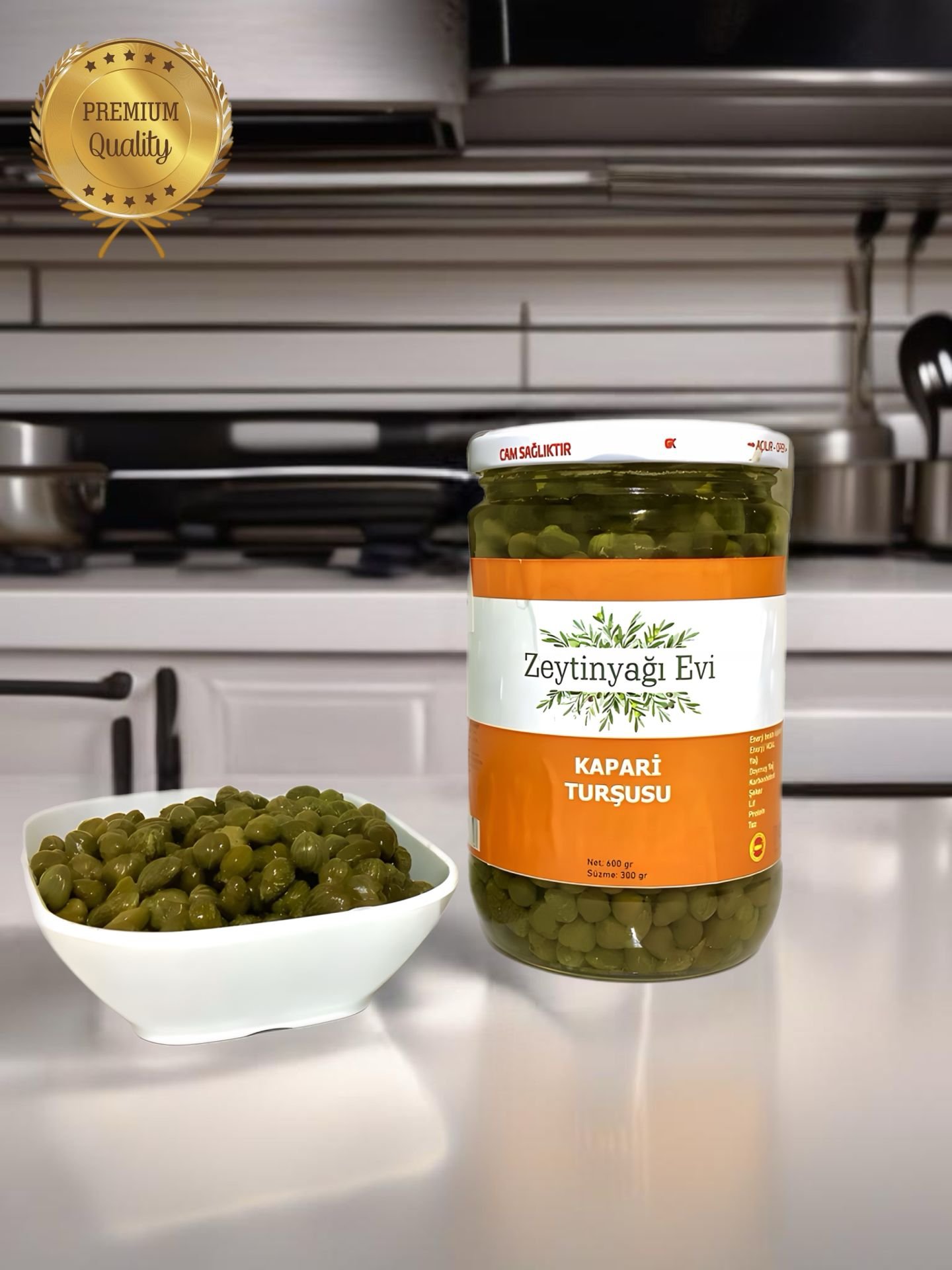 Özel Cam Şişe  Kapari Turşusu 600 gram