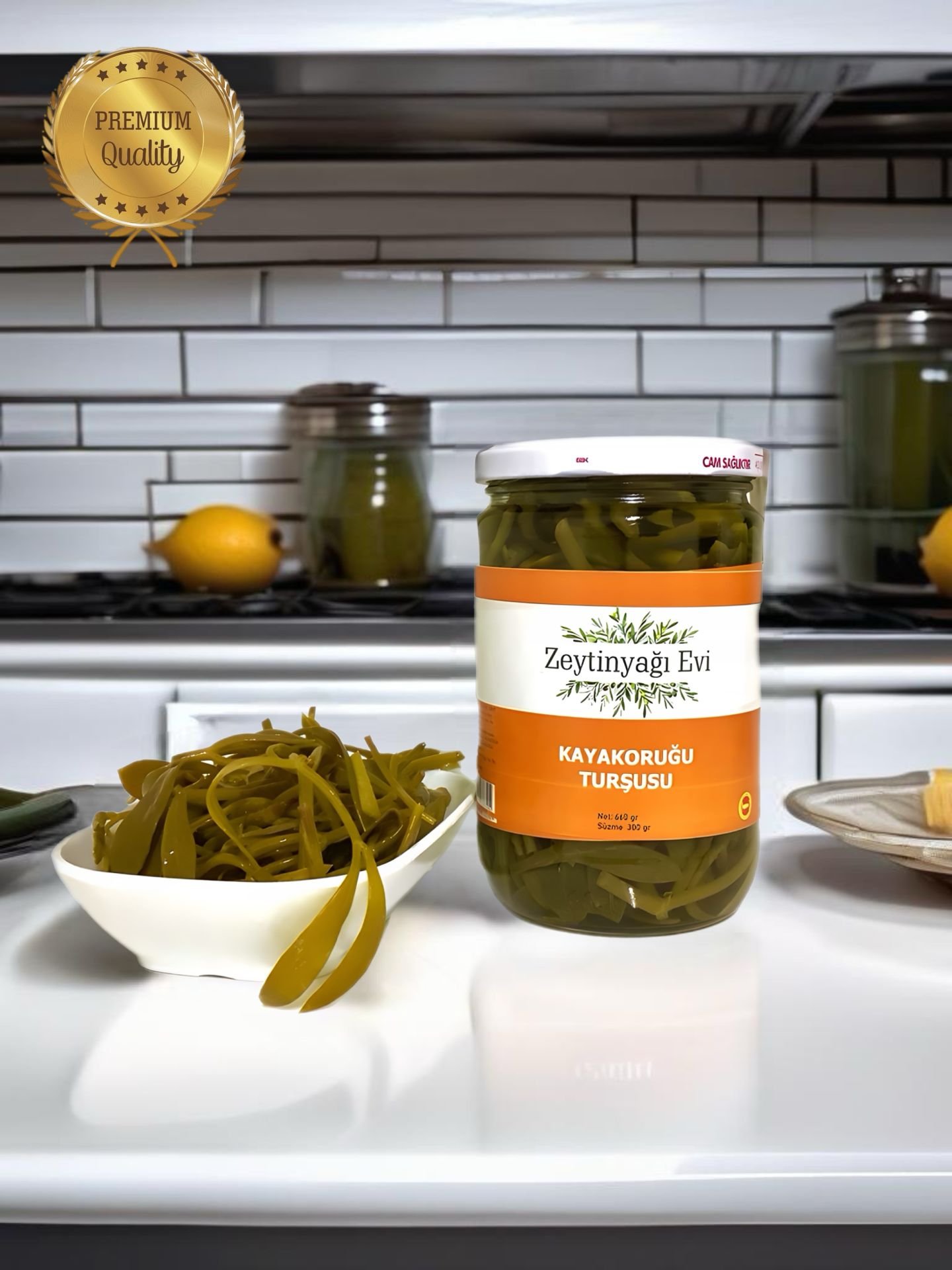 Özel Cam Şişe  Kaya Koruğu Turşusu 600 gram