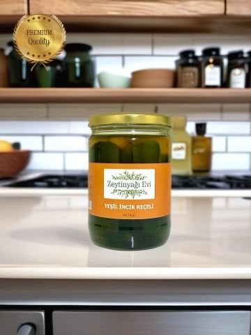 Yöresel Lezzetler Akdeniz Yeşil İncir  Reçeli Cam Şişe 710 Gram