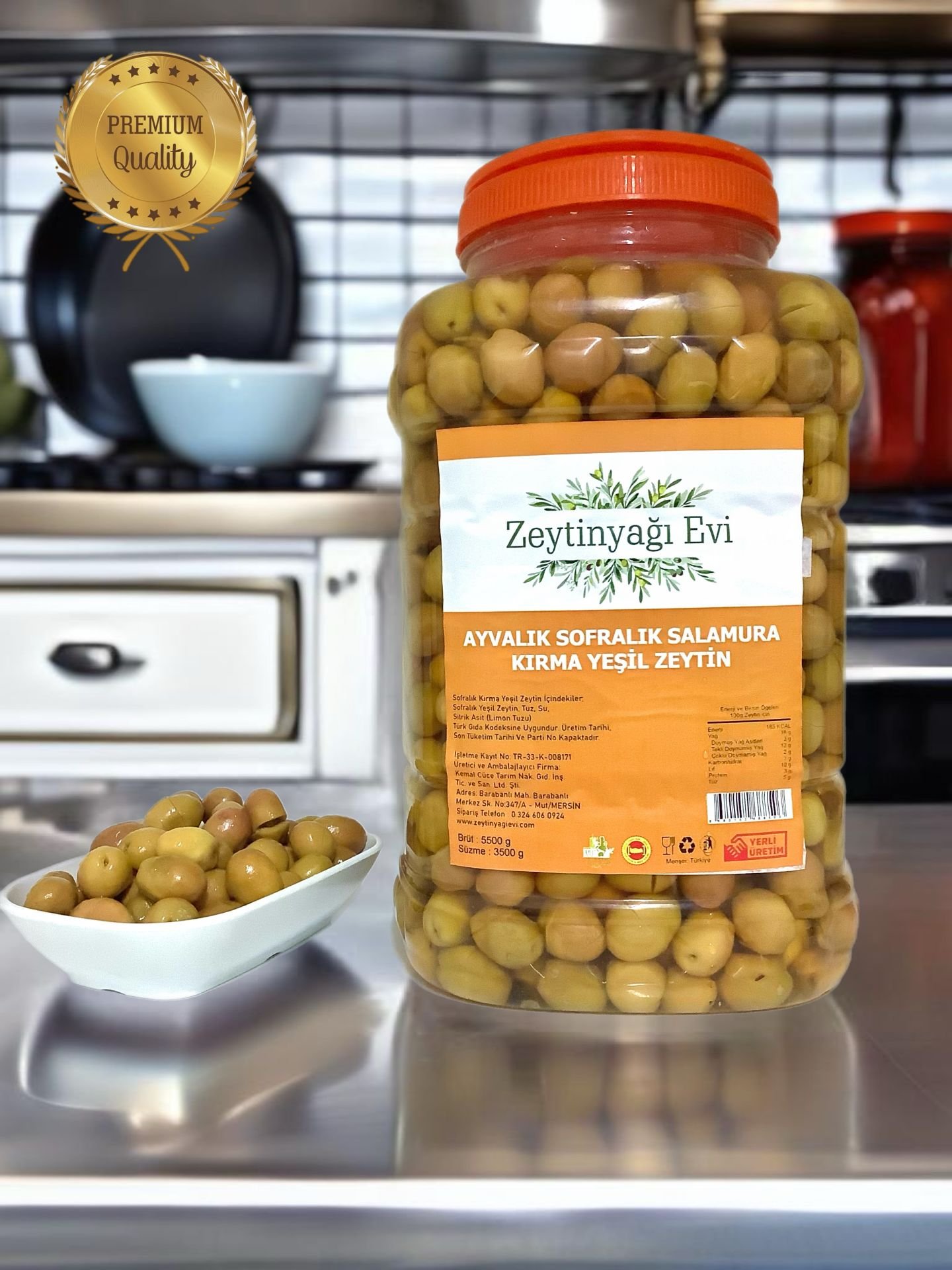 Doğal Tatlandıre Ayvalık Sofralık Kırma Zeytin 5500 Gram İri Kalibre