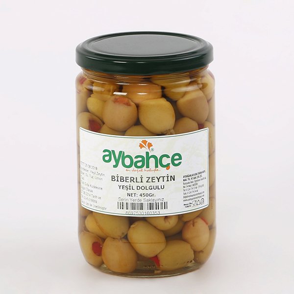 Biber Dolgulu Yeşil Zeytin 450Gr Medium 261-290