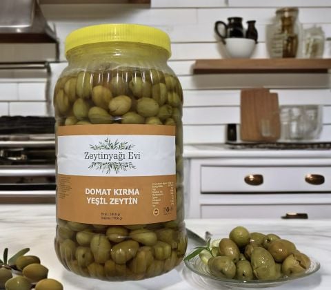 El Kırması Domat Sofralık Yeşil Zeytin İri Kalibre Pet Şişe 3000 Gram