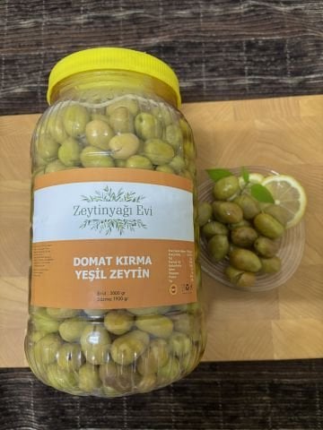 El Kırması Domat Sofralık Yeşil Zeytin İri Kalibre Pet Şişe 3000 Gram