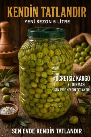 Yeni Hasat Kendin Tatlandır Baby Kırma Yeşil Zeytin 5 Litre Pet Ambalaj